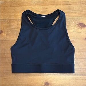 Fabletics Black High-Neck Racerback Sports Bra XXS